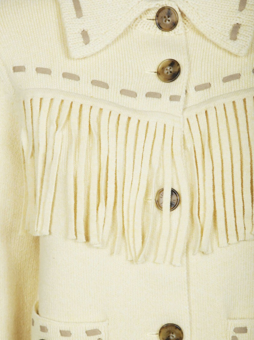 Guest In Residence Western Soft Cream Fringe-Detail Jacket