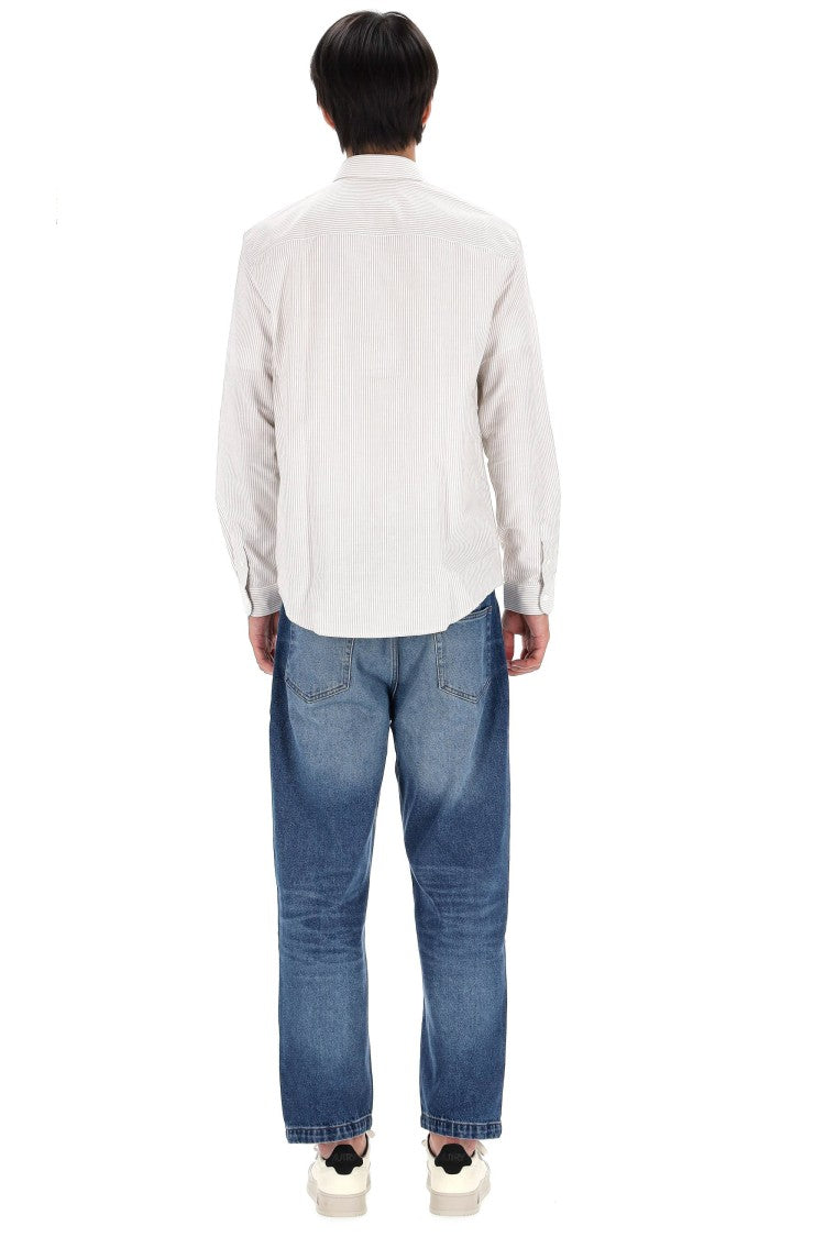 A.P.C. Standard Fit Cotton Piquet Striped Shirt