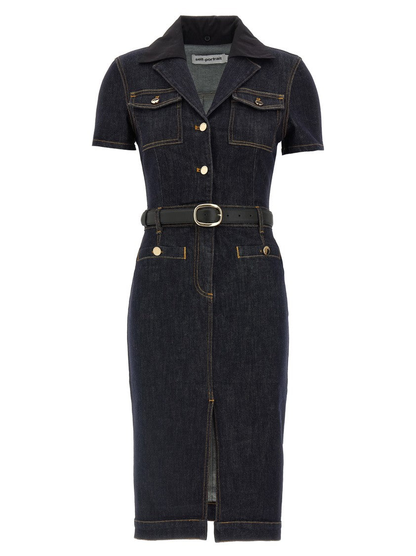 Self-Portrait 'Indigo Denim Midi' Dress