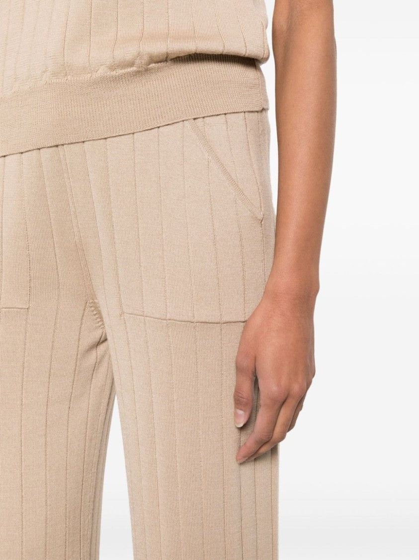 Lorena Antoniazzi Straight-Leg Ribbed-Knit Trousers