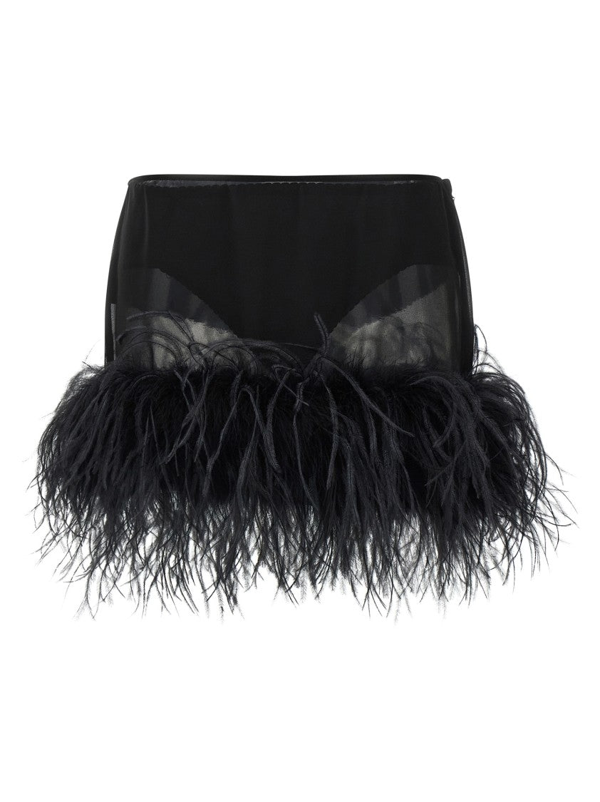 The Attico Semi-Transparent Georgette Feather Mini Skirt