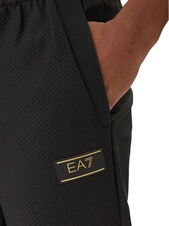 Ea7 Emporio Armani Slim-Fit Textured Jogger Pants With Drawstring Waist And Contrast Trims