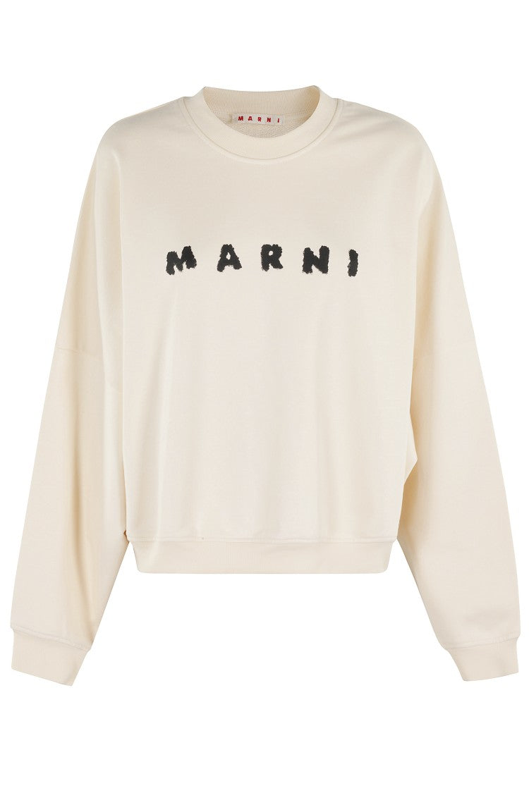 Marni Scribbled Logo Oversized Sweatshirt With Ribbed Trims