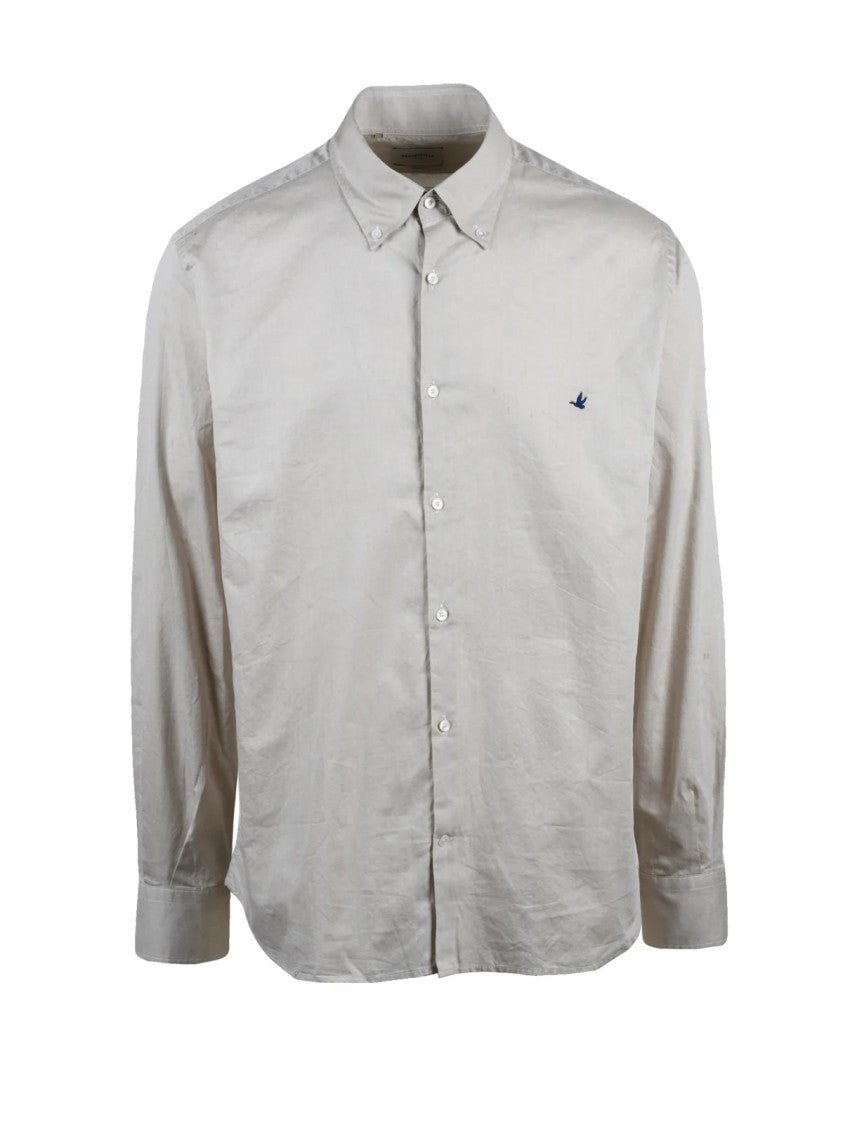Brooksfield Beige Button-Down Cotton Shirt