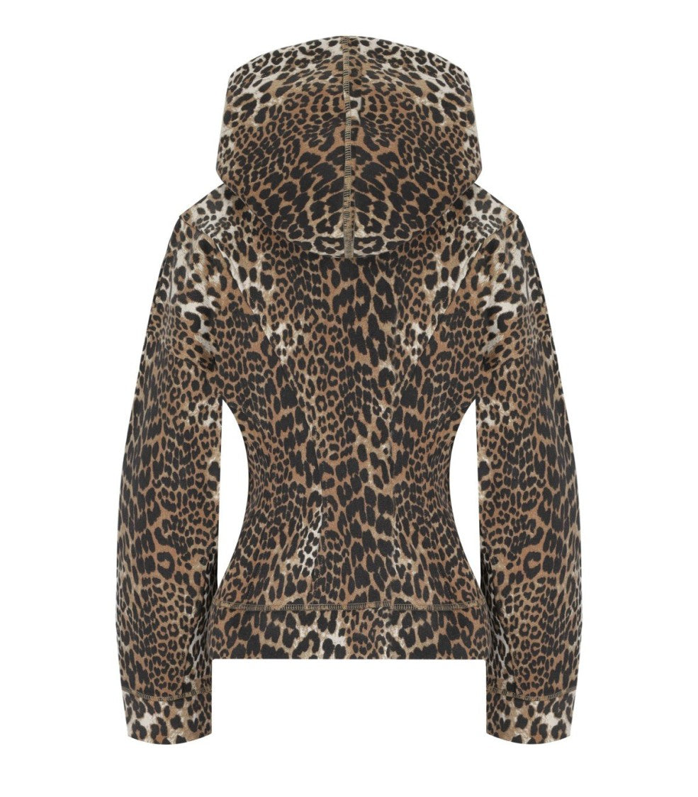 Ganni Fitted Organic Cotton Animal Print Hoodie