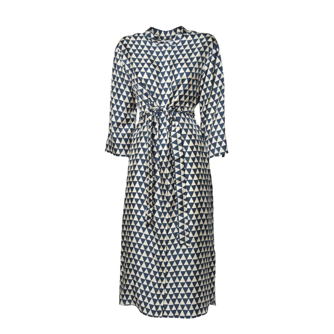 Max Mara Geometric Triangle Pattern Midi Dress With Tie Belt