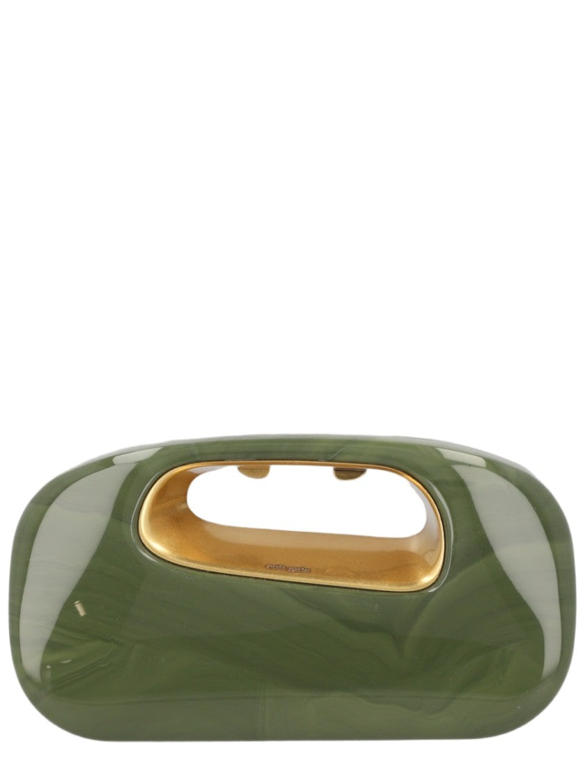 Cult Gaia Glossy Acrylic Handbag With Polished Brass Handle