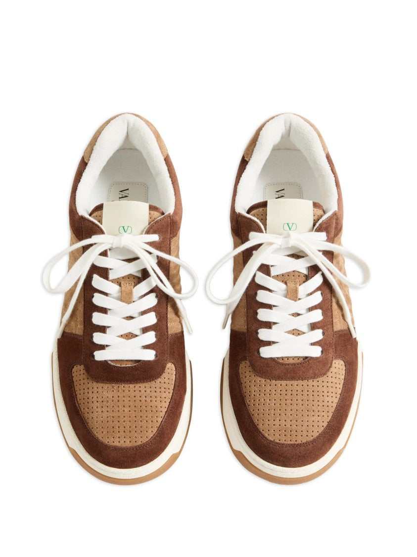 Valentino Brown Sparry Suede Low-Top Sneakers