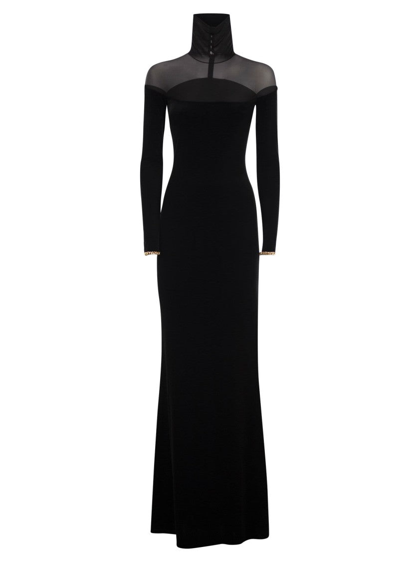 Elisabetta Franchi Red Carpet Dress In Velvet And Jersey