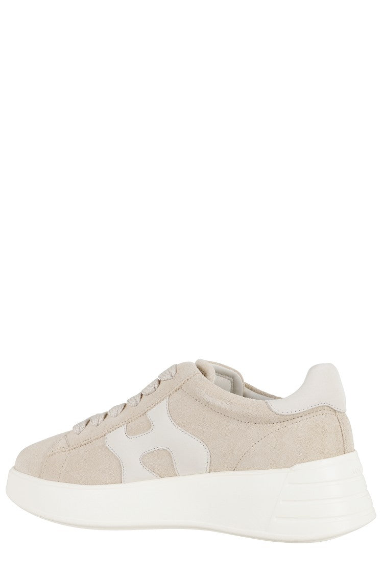 Hogan Beige Suede Sneakers With Contrasting Leather Accents