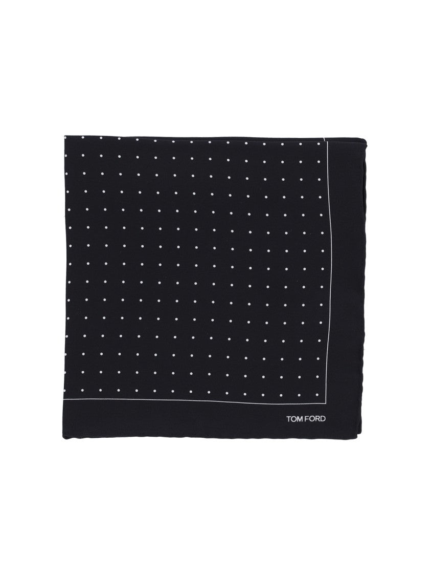 Tom Ford Polka Dot Pocket Square – Black