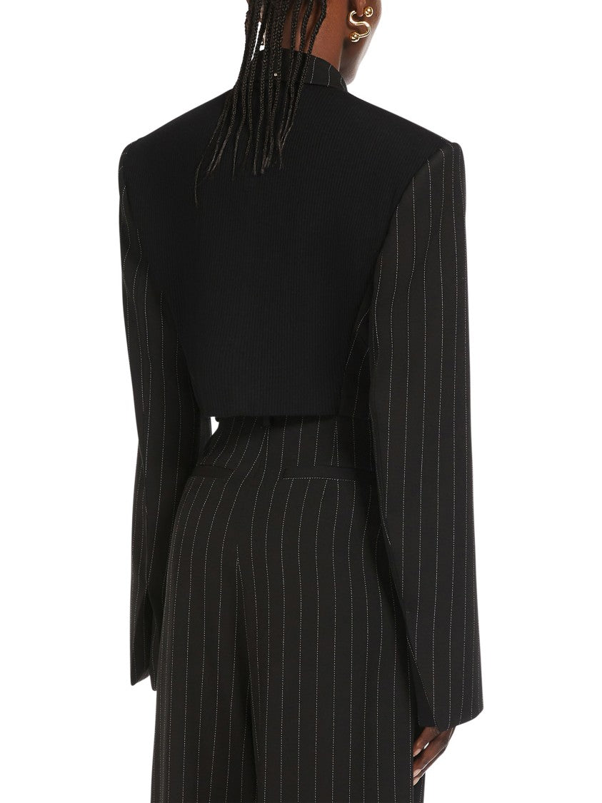 Max Mara Cropped Double-Breasted Jacket With Vertical Pinstripes