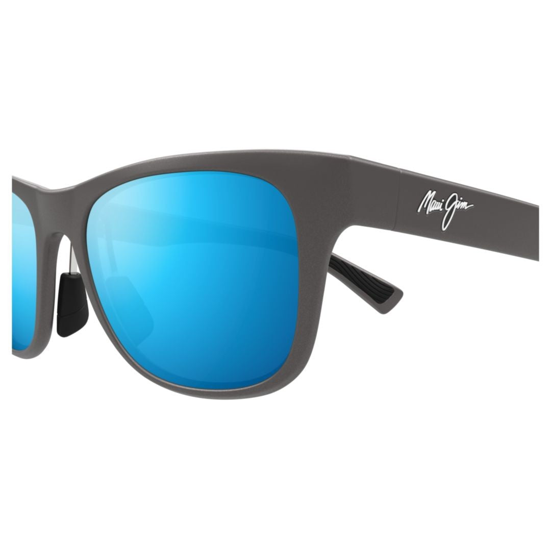 Maui Jim Kapeau Matte Black Rectangular Sunglasses With Reflective Blue Lenses