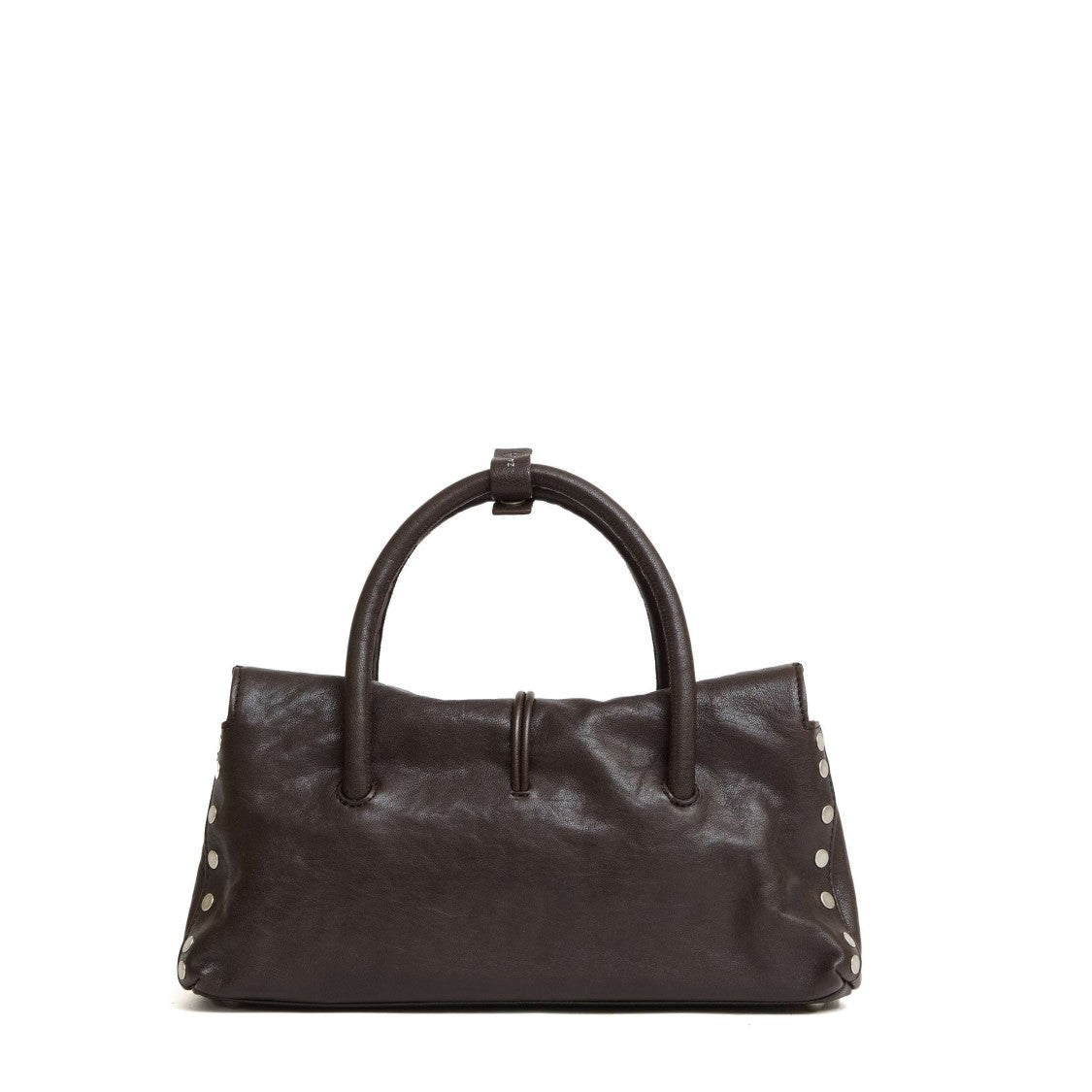 Zanellato Structured Brown Leather Handbag With Silver Lock Closure