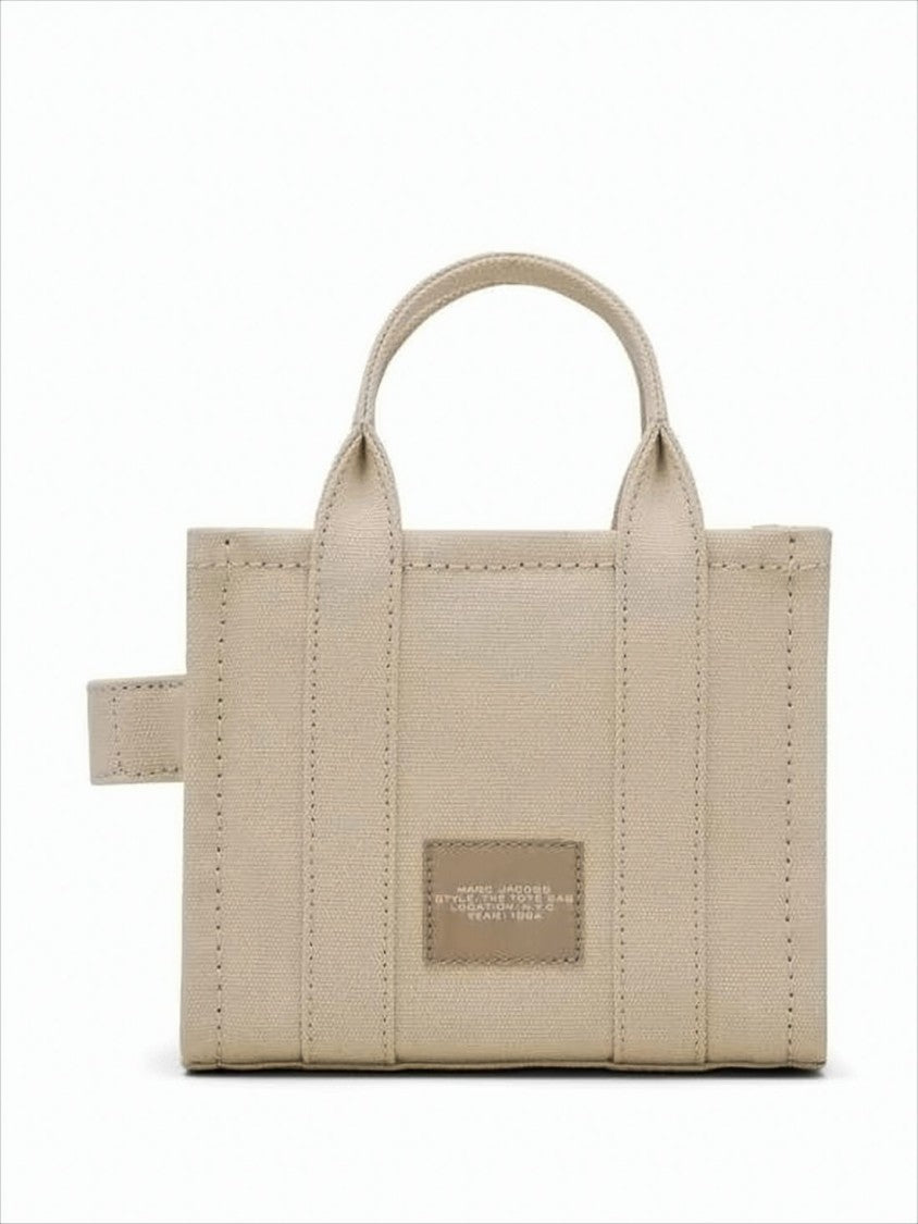 Marc Jacobs Compact Beige Cotton Canvas Tote With Detachable Strap