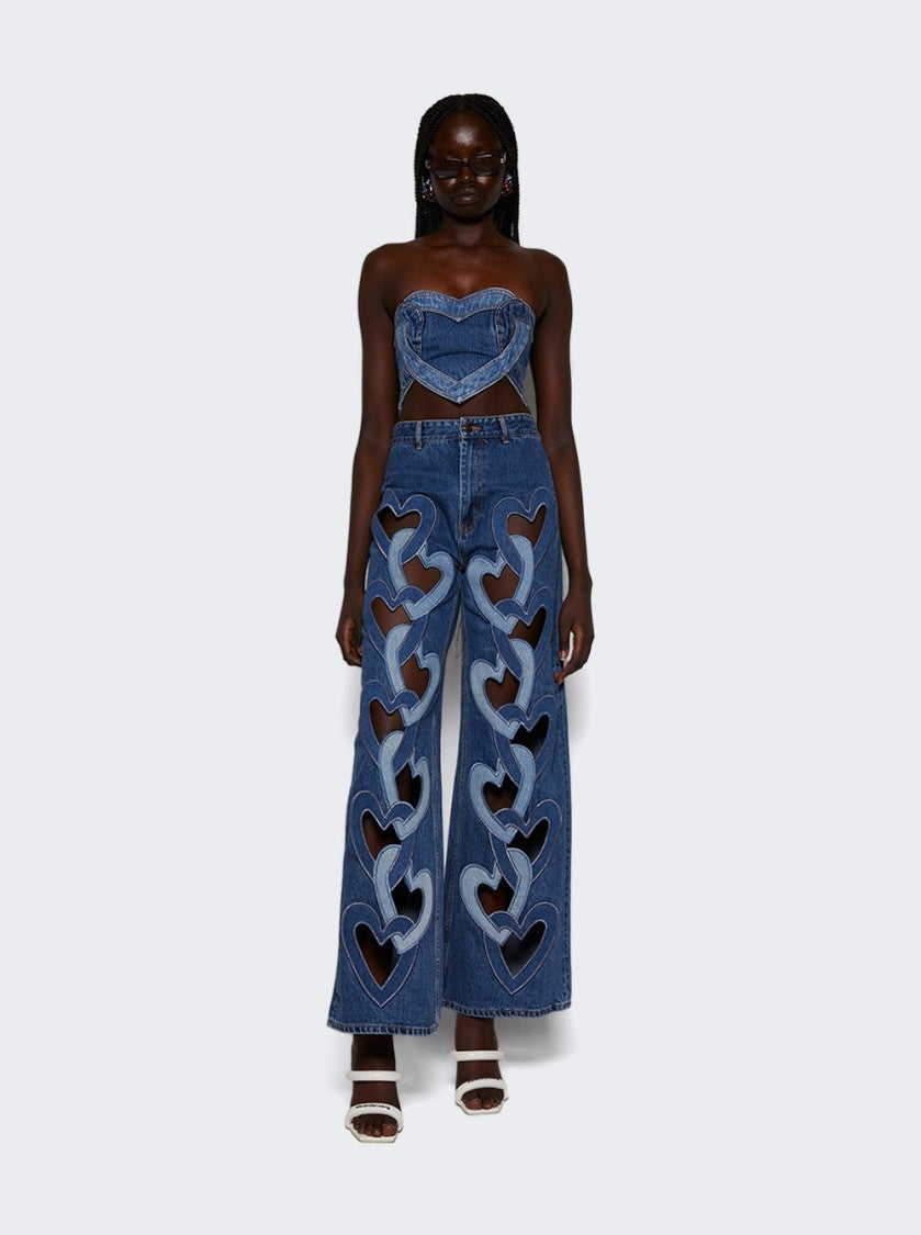 Area Patchwork Heart Bandeau Medium Wash