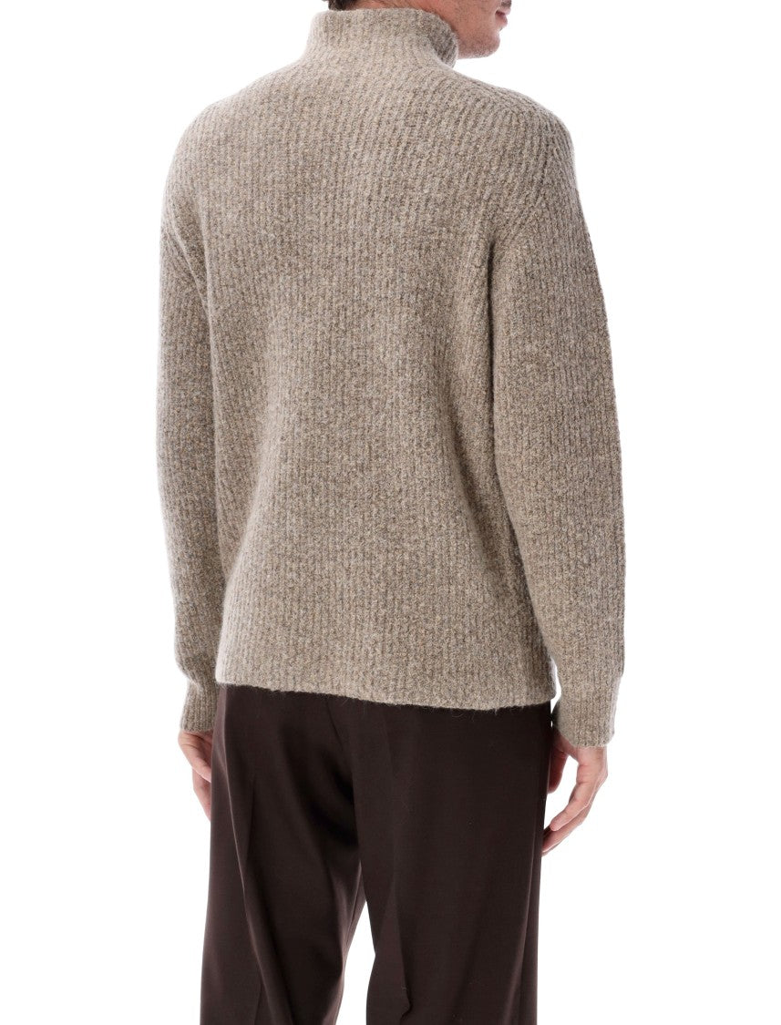 Roberto Collina Textured Knit Turtleneck Pullover With High Ribbed Collar