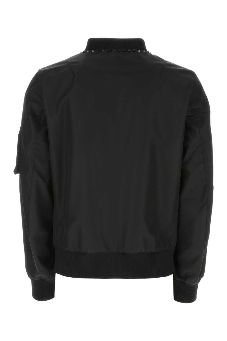 Valentino Garavani Black Nylon Bomber Jacket