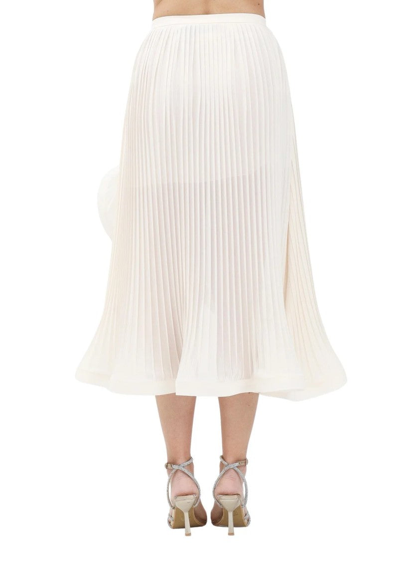 Simona Corsellini White Polyester Asymmetric Pleated Skirt
