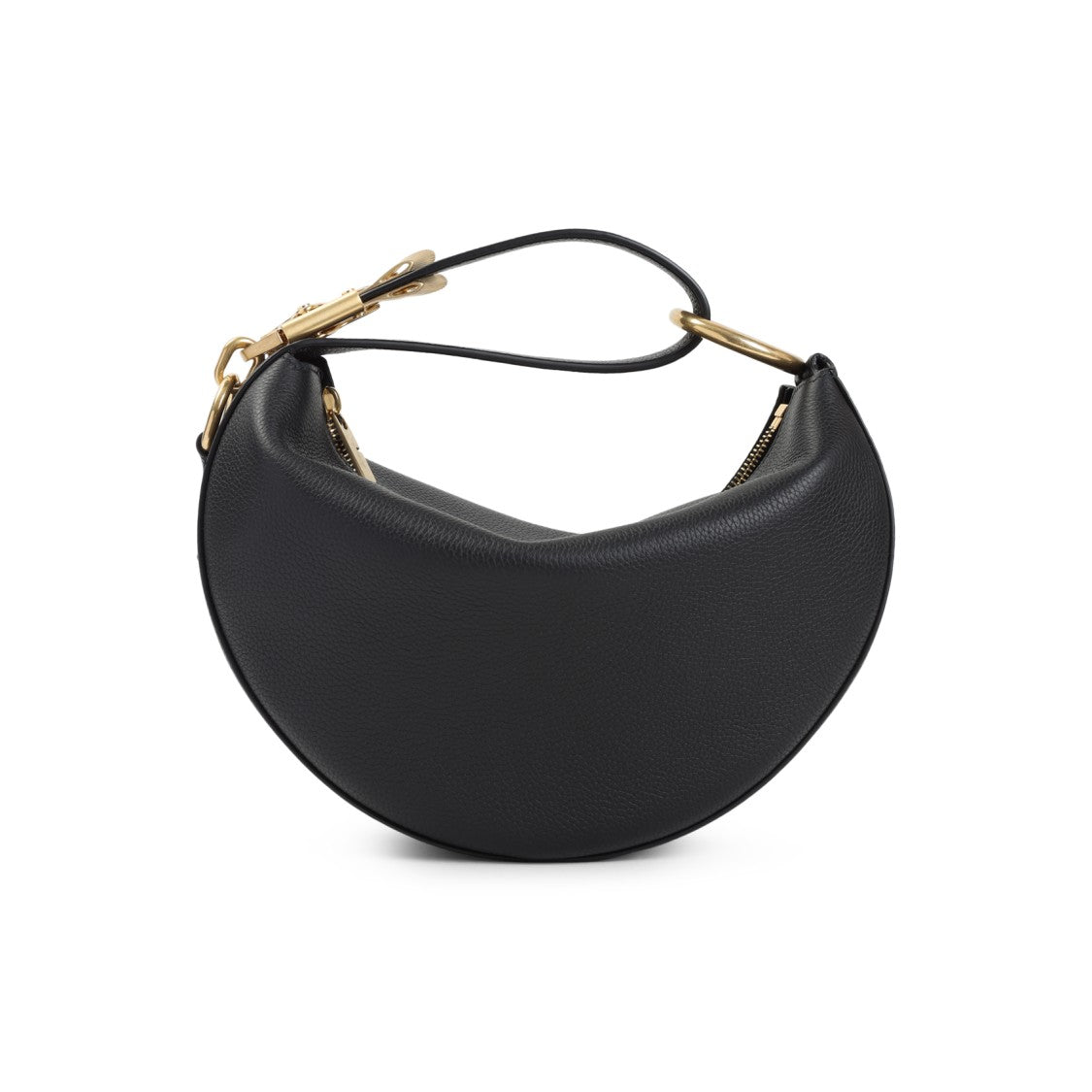 Burberry Crescent-Shaped Black Leather Shoulder Bag