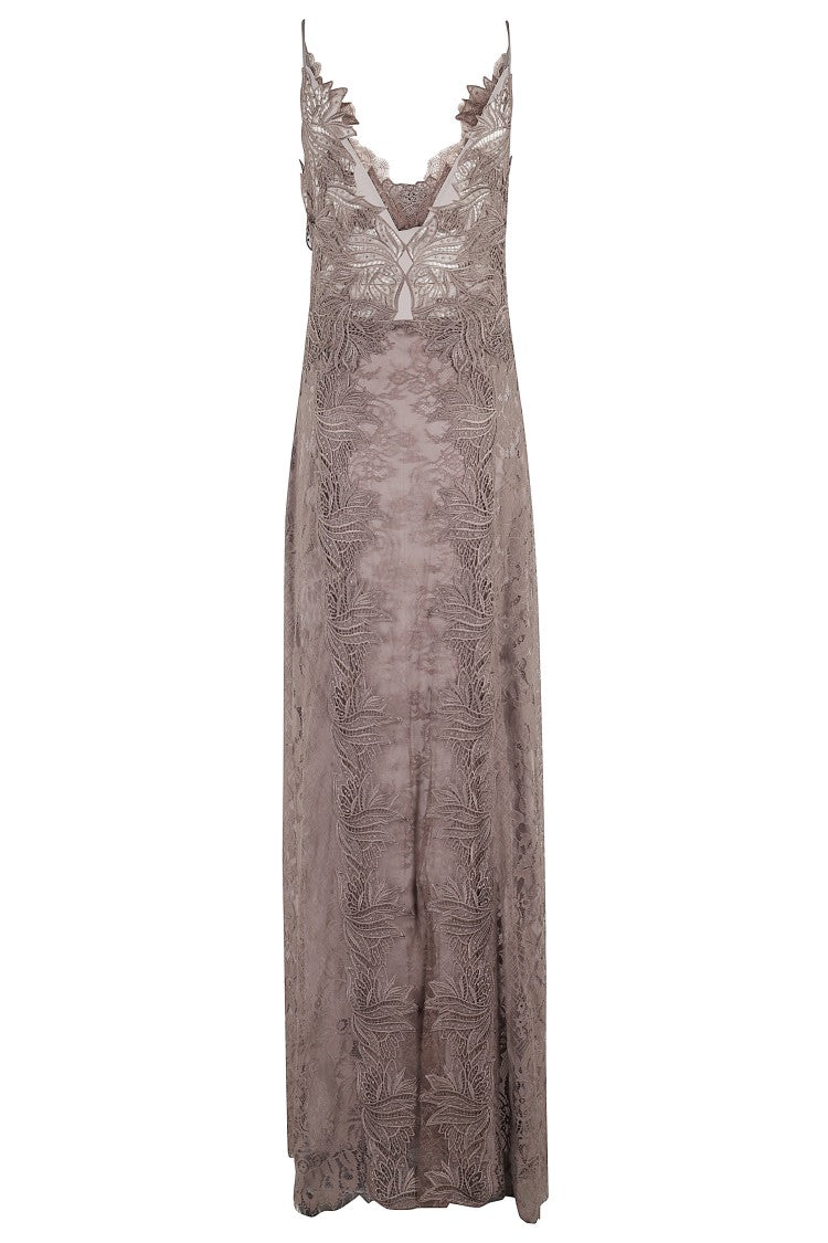 Alberta Ferretti Macramé Lace Dress With V-Neckline