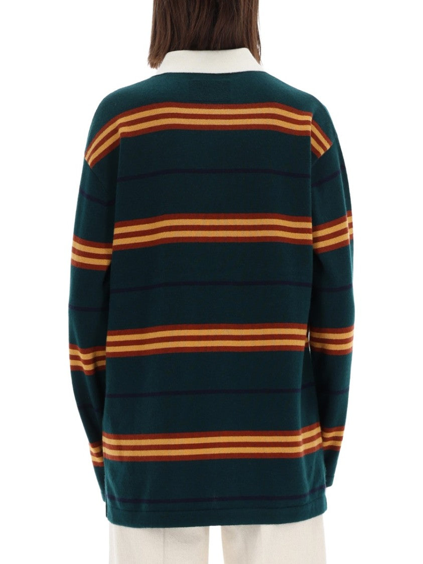 Guest In Residence Striped Rugby Long Sleeve Polo Shirt
