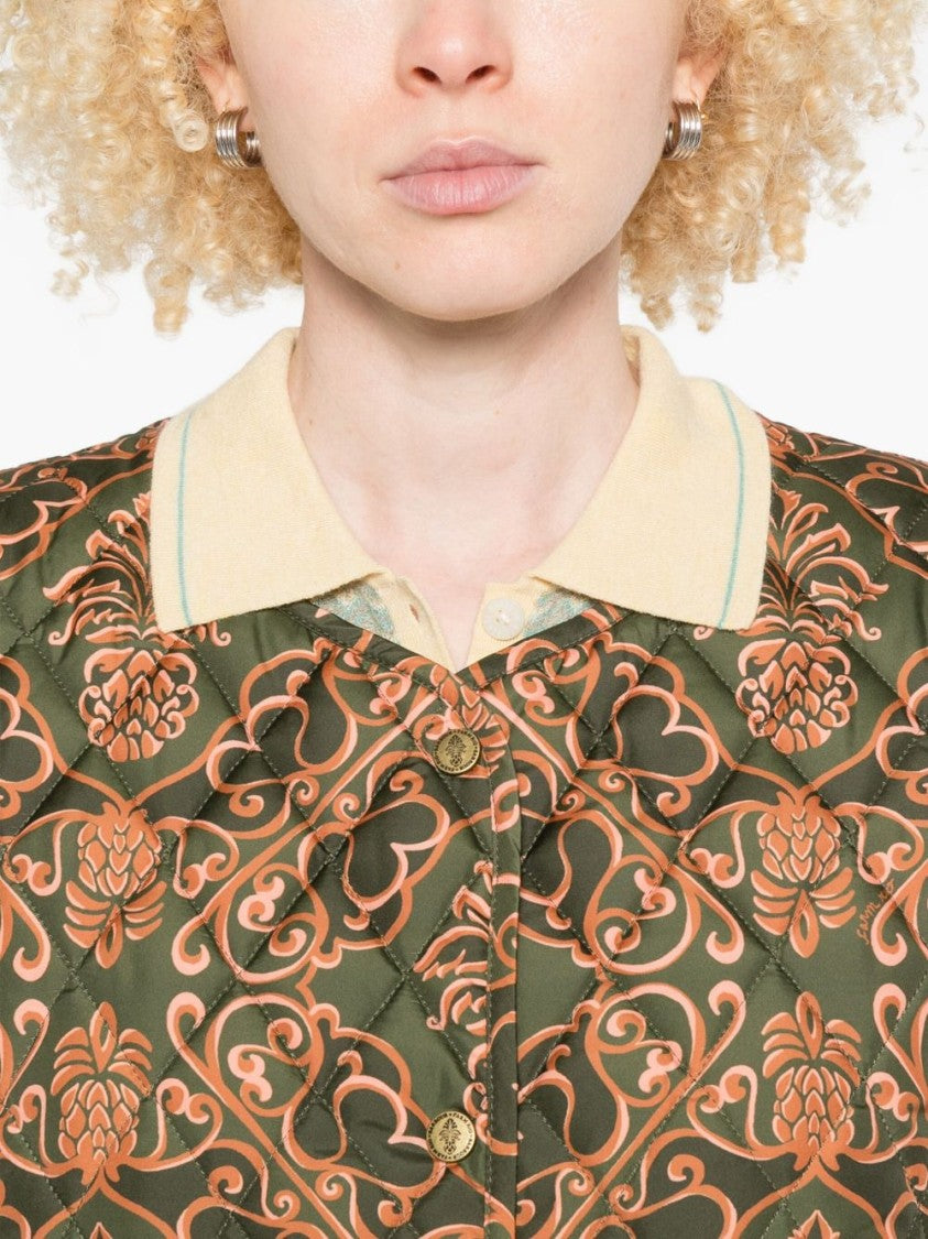 Barbour Quilted Vest With Ornate Floral Pattern