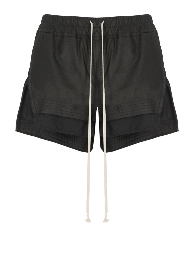 Rick Owens Black Fog Boxers Leather Shorts