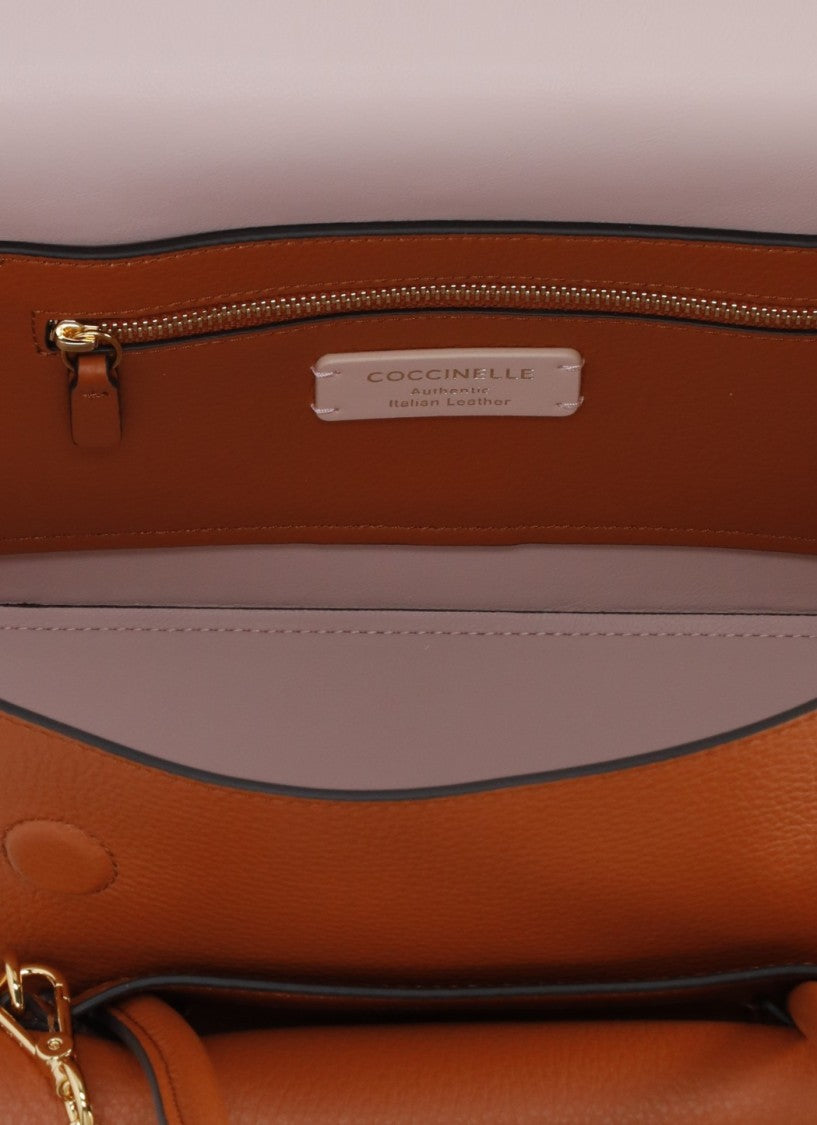 Coccinelle Structured Medium Shoulder Bag With Pebbled Leather Finish