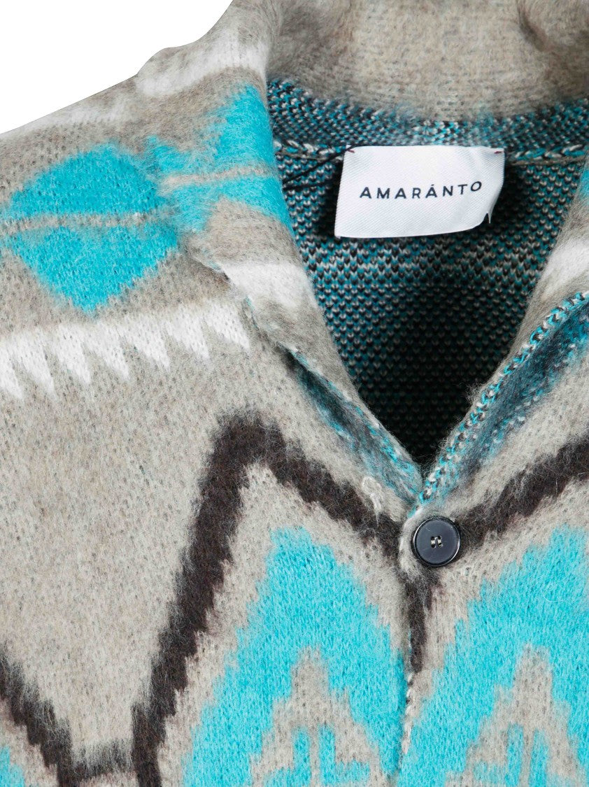 Amaranto Geometric Patterned Buttoned Cardigan
