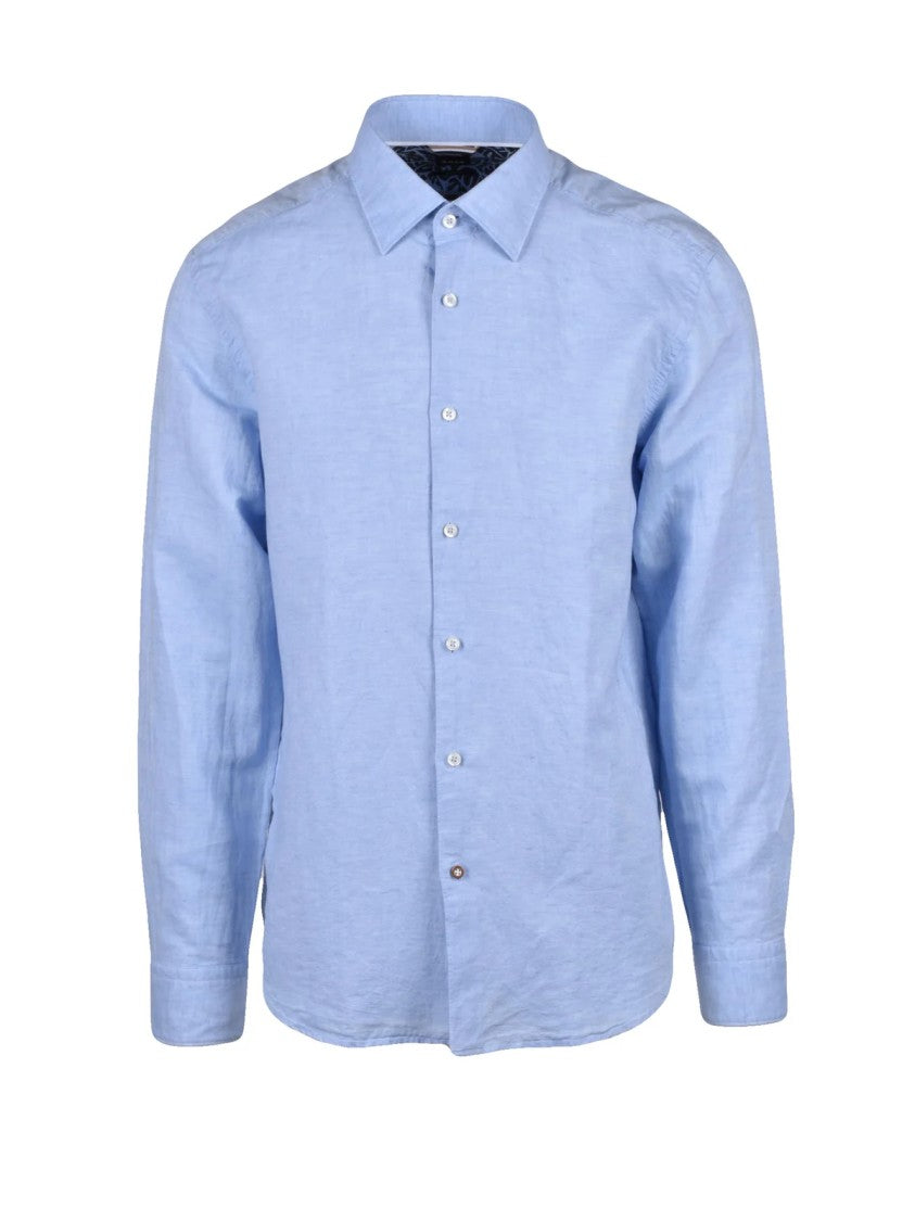 Boss Linen Cotton Shirt - Light Blue