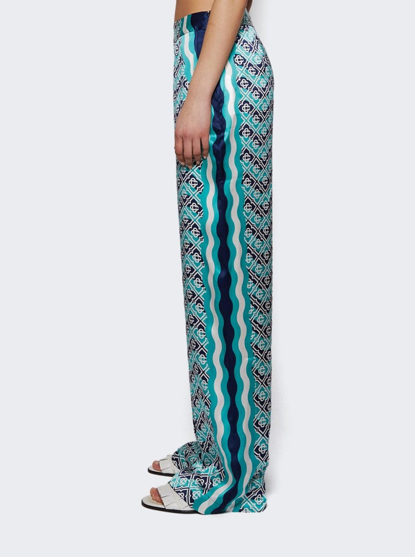 Casablanca Monogram Straight Leg Trousers Turquoise