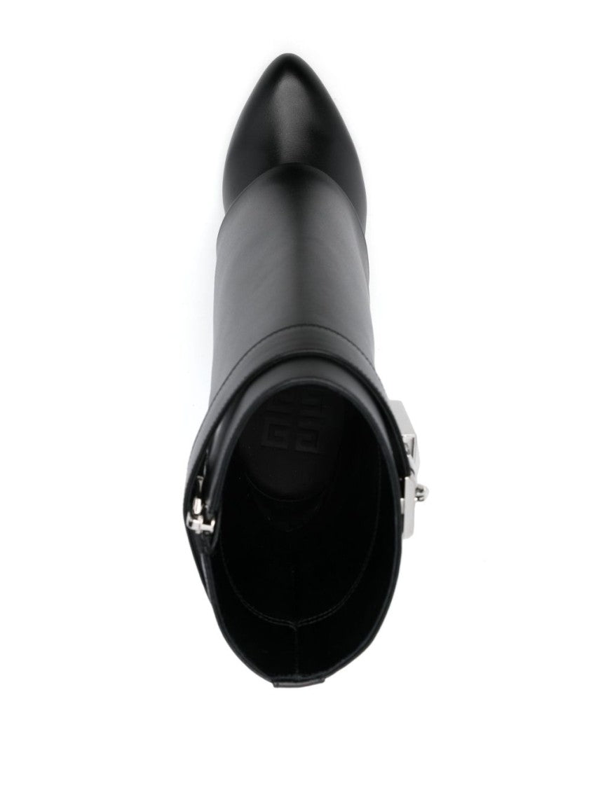 Givenchy Calf Leather Boots With 90Mm Wedge Heel And Padlock Detail