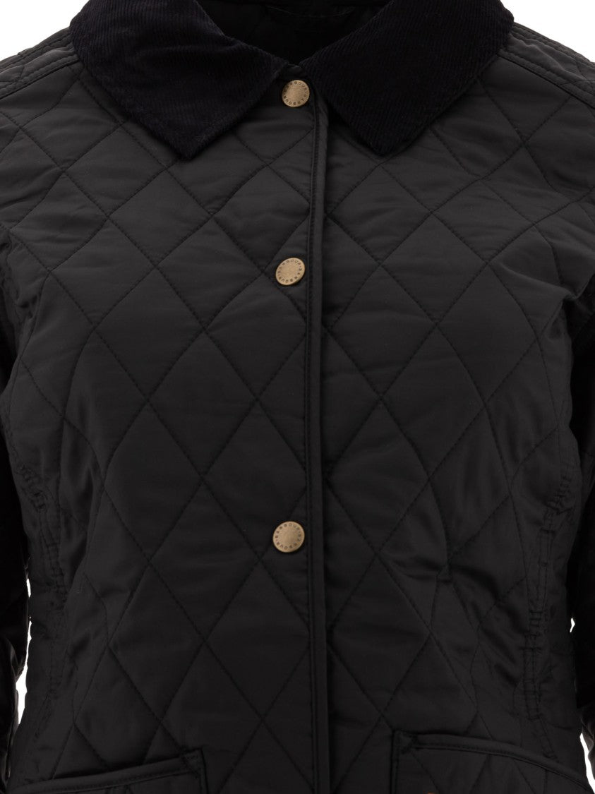 Barbour Quilted Jacket With Diamond Design And Corduroy Collar