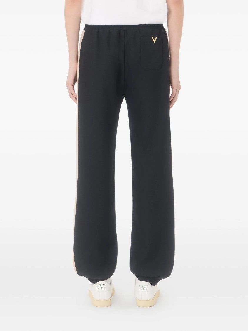 Valentino Black Jersey Bottom Vgold Track Pants