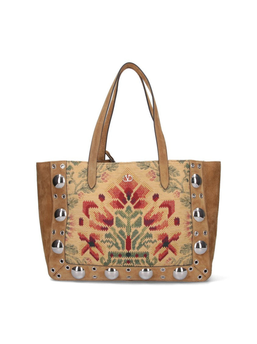 Valentino Garavani "Nellcôte" Medium Tote Bag – Brown