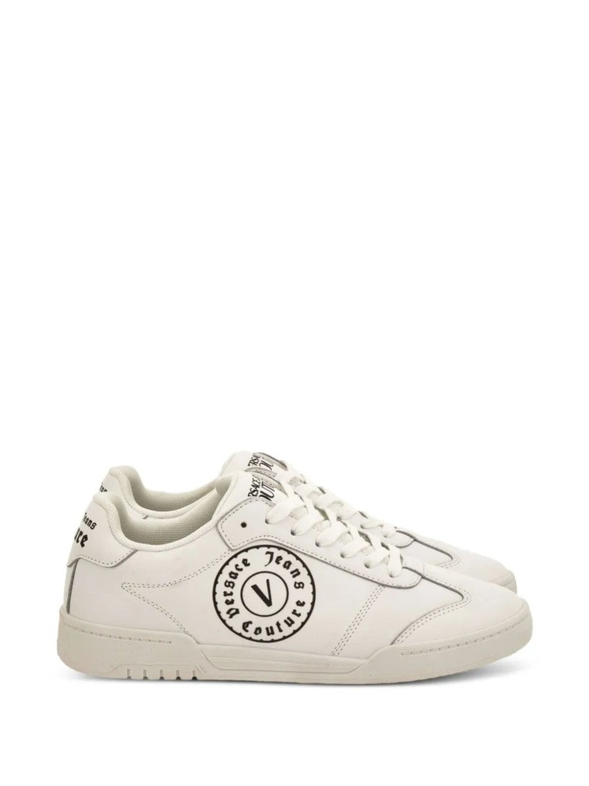 Versace Jeans Couture White Leather Bold Logo Sneakers