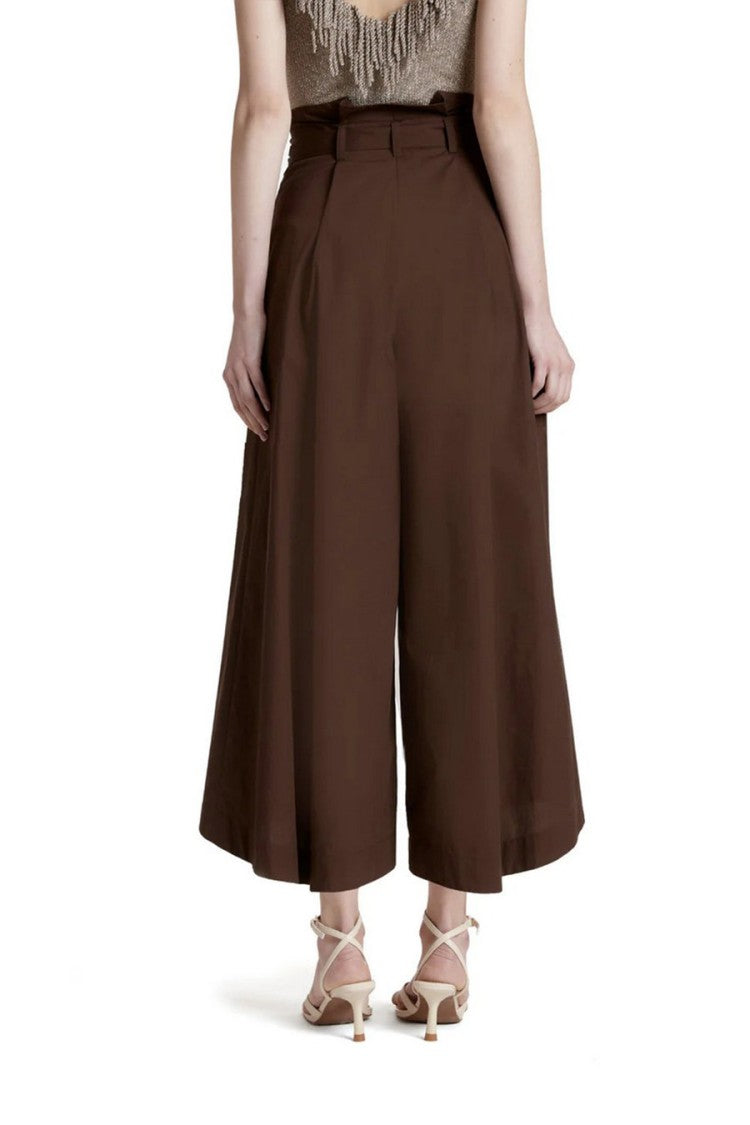 Simona Corsellini Brown Cotton-Blend Wide-Leg Pants