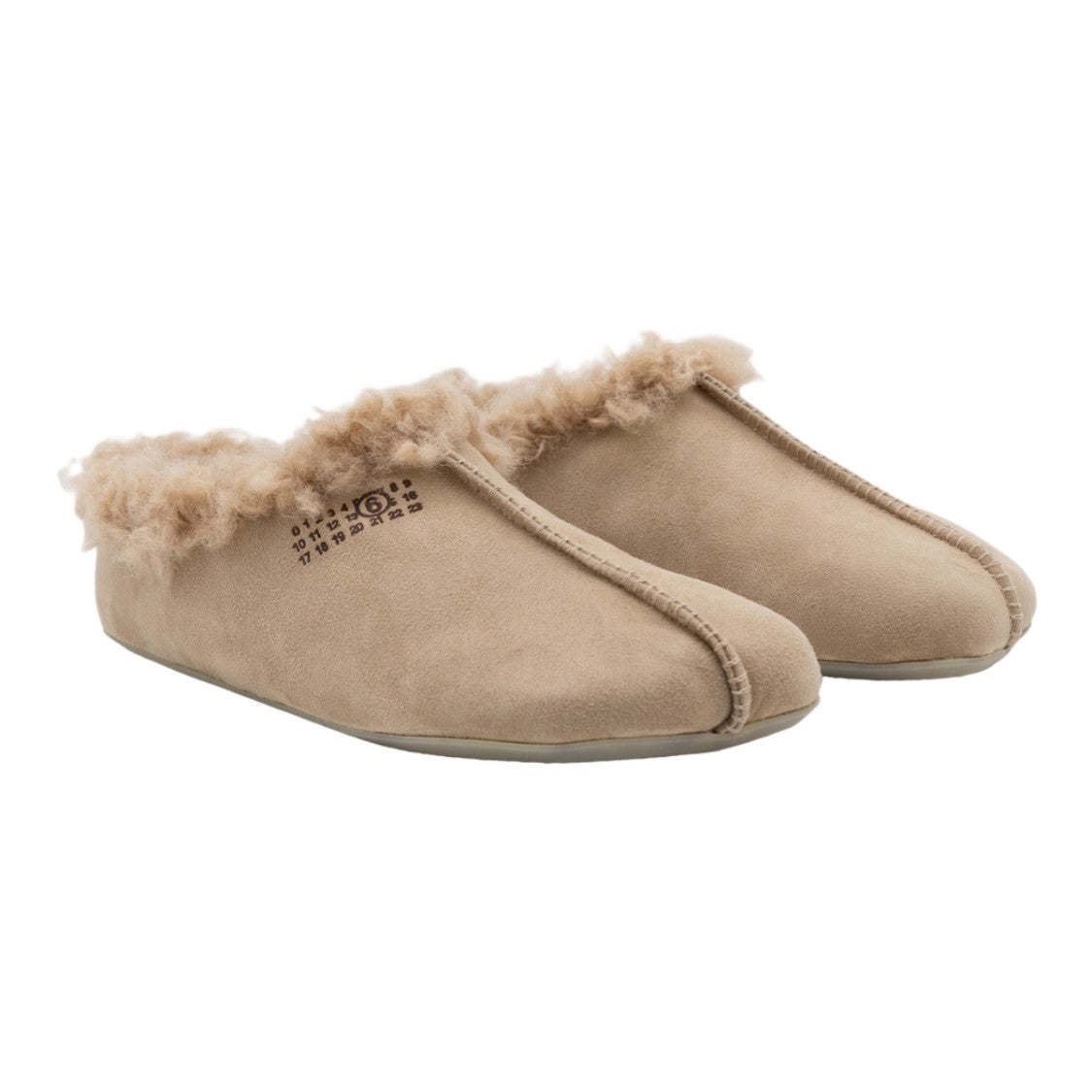 Mm6 By Maison Margiela Soft Beige Suede Flats With Shearling Lining