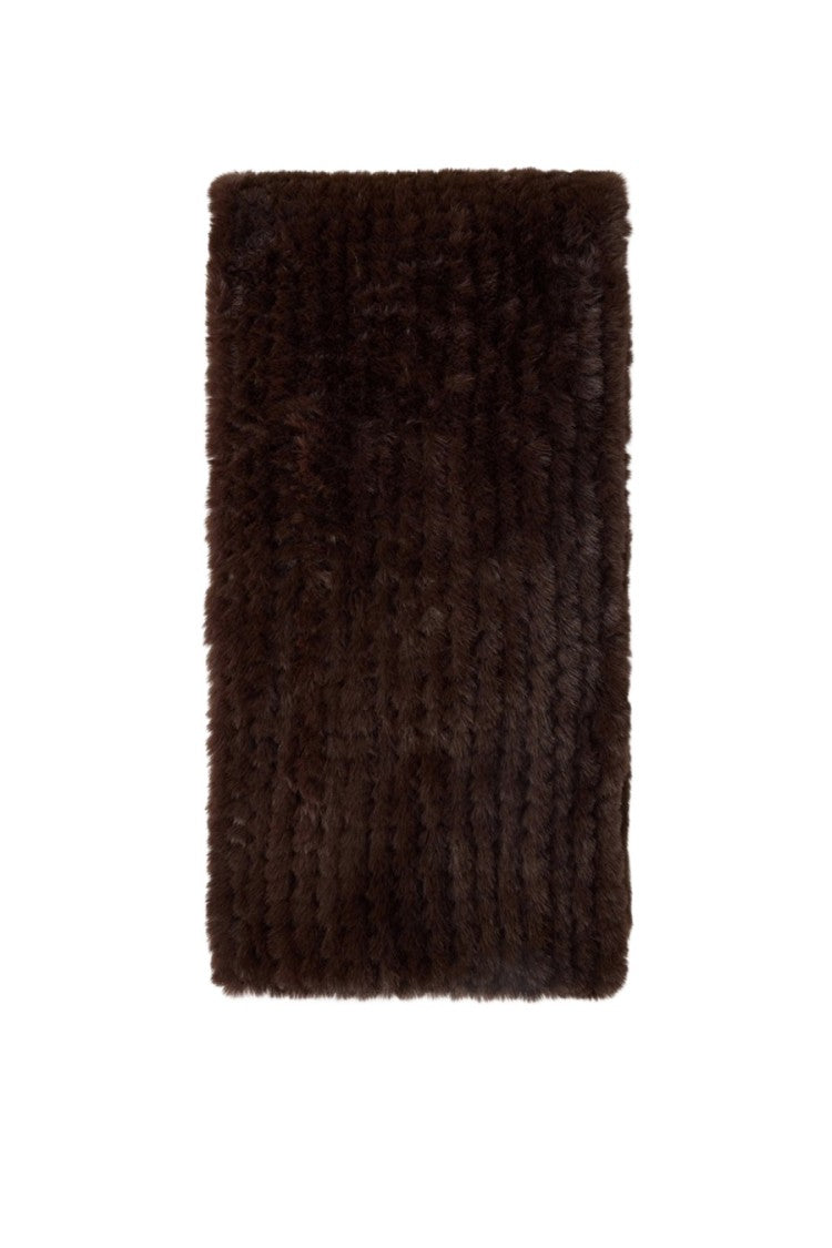 Pinko Brown Polyester Plush-Knit Scarf