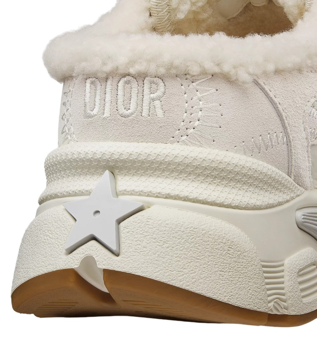 Christian Dior Beige Chunky Shearling Lined Star Sneakers
