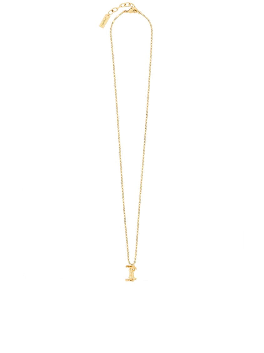Saint Laurent Ysl Charms Pendant Gold-Tone Chain Necklace