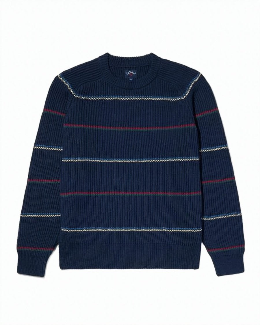 Noah Ribbed Knit Sweater With Contrasting Horizontal Stripes