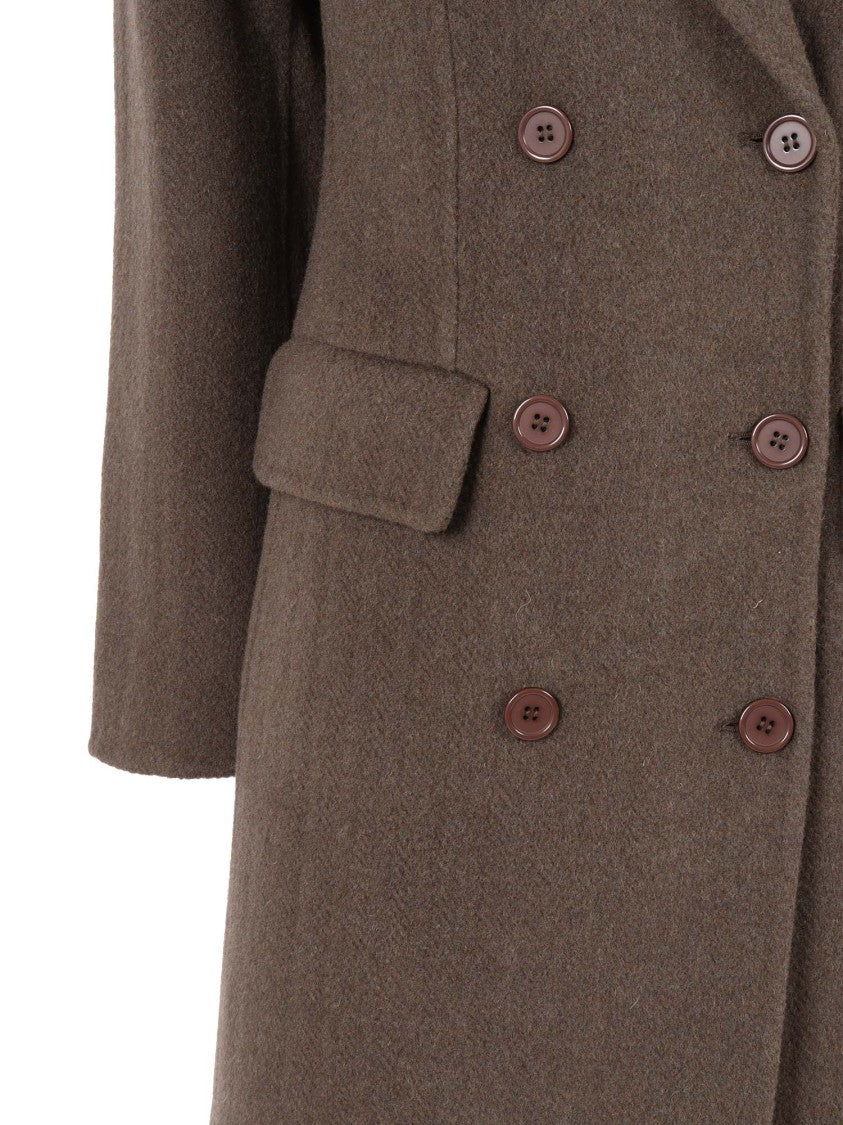P.A.R.O.S.H. Long Double-Breasted Wool Blend Coat