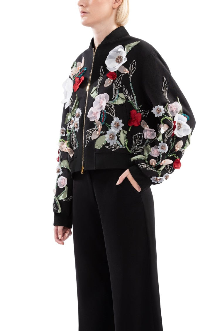 Saiid Kobeisy Jet Black Wide-Leg Tailored Pants