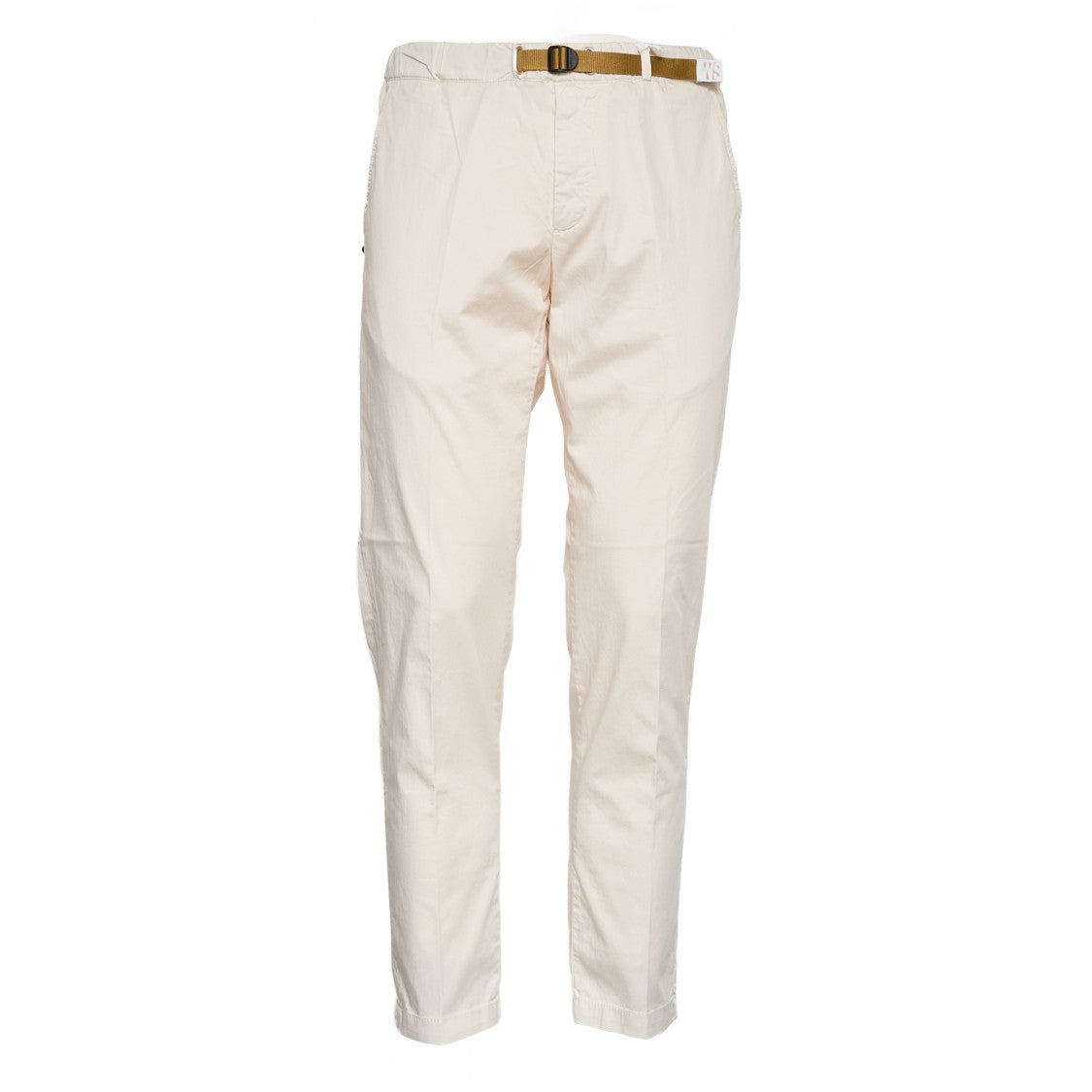 White Sand Satin Cotton Drawstring Straight Leg Pants