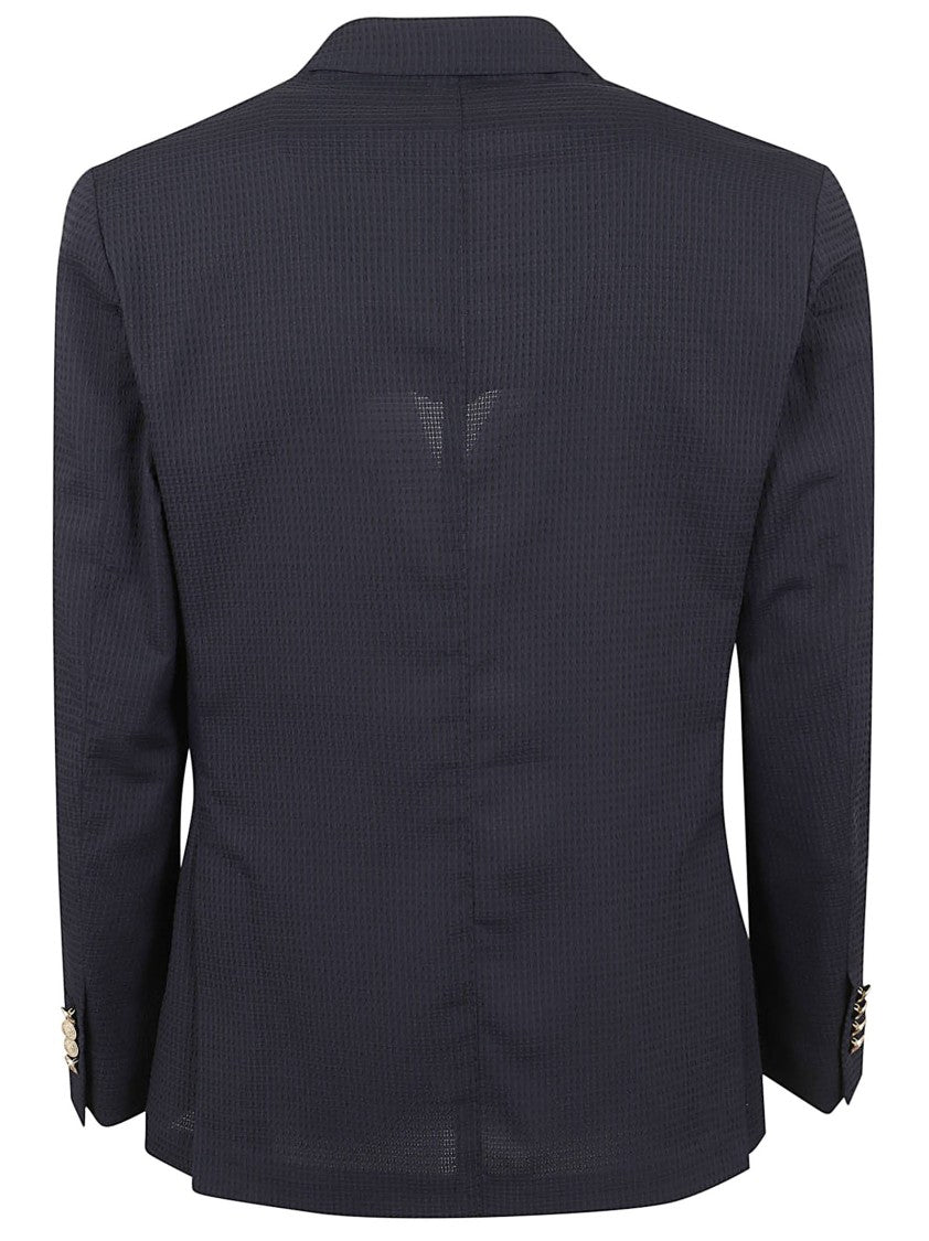 Eleventy Double-Breasted Blazer In Lightweight Textured Fabric