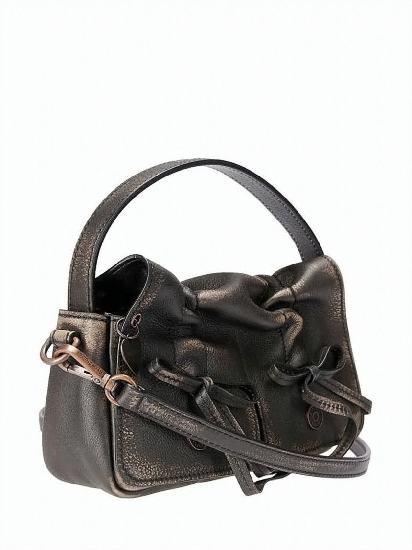 Acne Studios Ruched Calf Leather Crossbody Bag With Bow Details