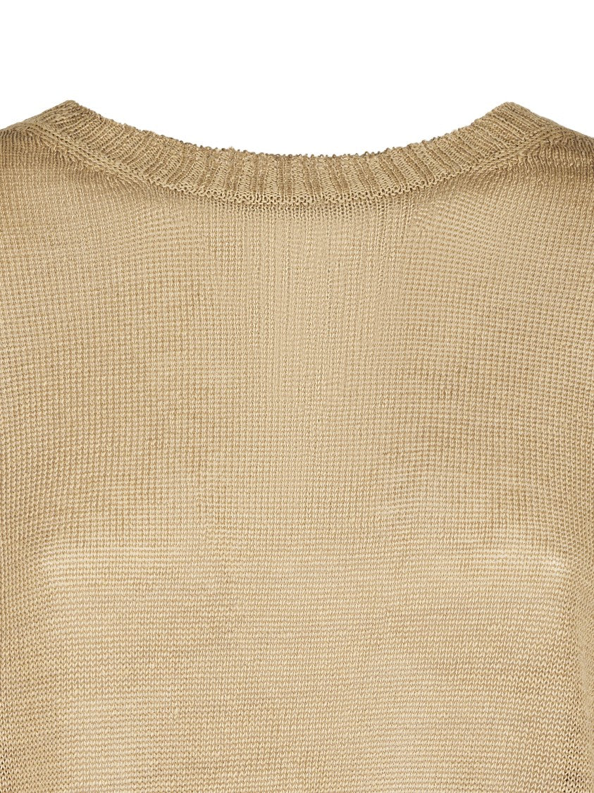 Max Mara Round-Neck Boxy Fit Linen Top