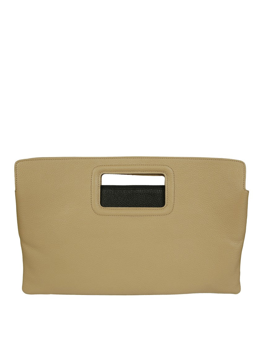 My Best Bag Cut-Out Handle Leather Clutch With Textured Accents